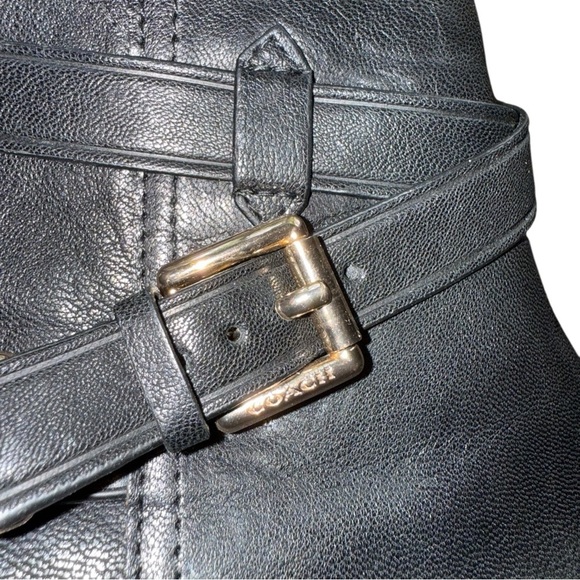 ▶️ Coach ◀️ Pauline Ankle Boot Black Leather Gold Buckle 8.5 B - Picture 12 of 17